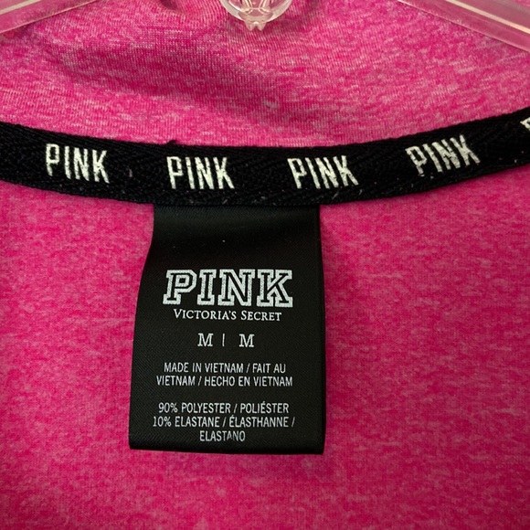✨ HOST PICK! Victoria’s Secret PINK women’s M hot pink/black 1/4 zip pullover - Picture 2 of 6